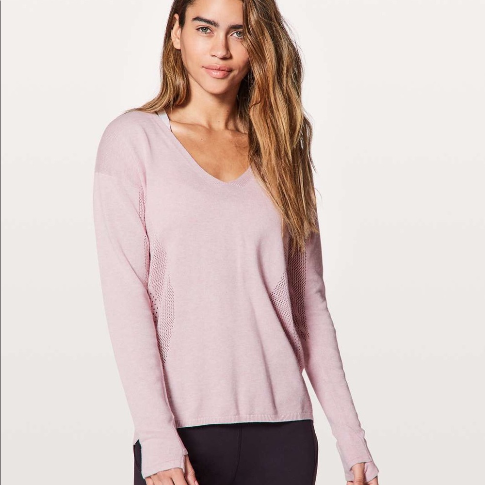 LULULEMON Pink Heathered Petals Still Movement Sweater